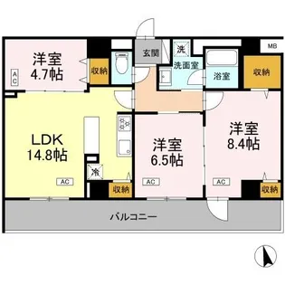 カスタリア西船橋II【3階】の間取り