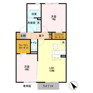 サニーハウス B棟【1階】の間取り