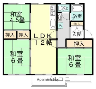 習志野台団地12街区11号棟【2階】の間取り
