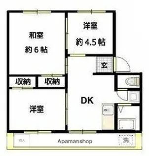 遠堀台ハイツA棟【4階】の間取り