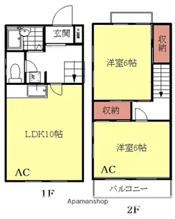 千葉県船橋市高根台6丁目【テラスハウス】の間取り