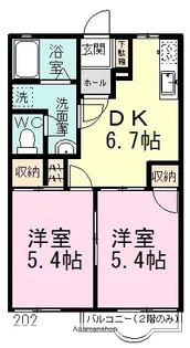 メゾンプルミエール【2階】の間取り