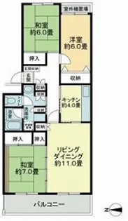 テレパレス船橋三咲B棟【1階】の間取り