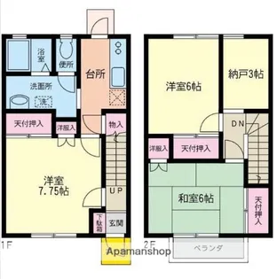 千葉県八千代市高津東4丁目【テラスハウス】の間取り