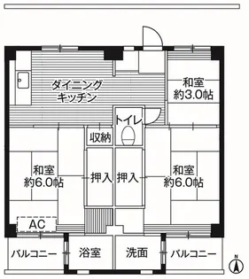 ビレッジハウス勝田4号棟【4階】の間取り