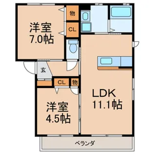 リトル マーべルB【2階】の間取り