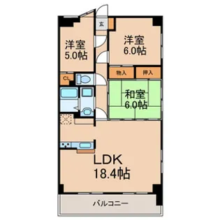 サニーウェル仲村【3階】の間取り