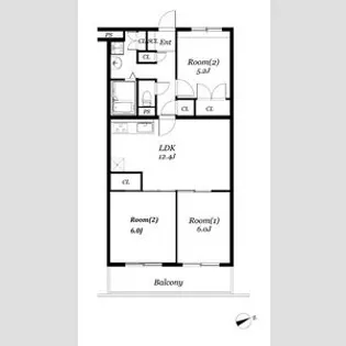 ベルフラット吉野【1階】の間取り