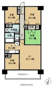 リビオシティ船橋北習志野【3階】の間取り