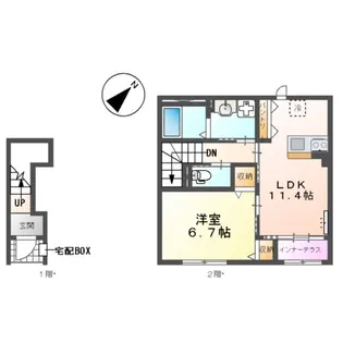 仮称)鎌ヶ谷市右京塚アパート【202号室】の間取り