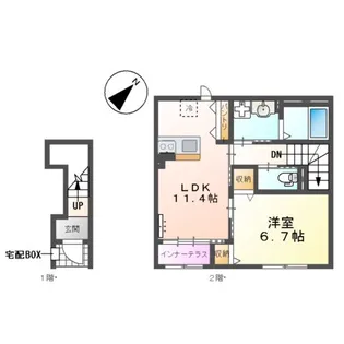 仮称)鎌ヶ谷市右京塚アパート【201号室】の間取り