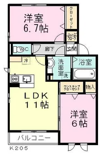 八千代の杜 ノースヒルK【2階】の間取り