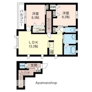 フローラ勝田台【2階】の間取り