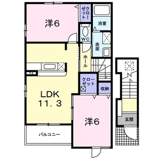 ハーモニーコートD【2階】の間取り
