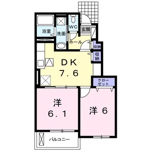 スカイウイングD【1階】の間取り