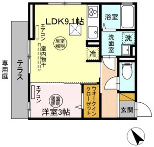 アマービレ成田【1階】の間取り