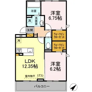 オテール・ロッシュⅠⅡ【2階】の間取り