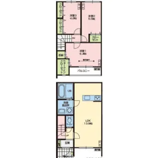 千葉県成田市宗吾3丁目【テラスハウス】の間取り