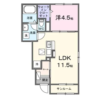ロックリバー4号館【1階】の間取り