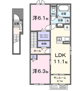 クレールA【2階】の間取り