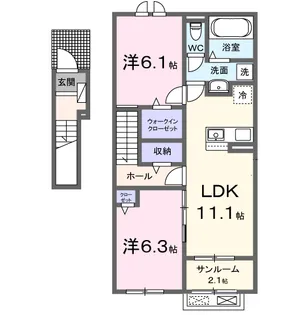 クレールA【2階】の間取り