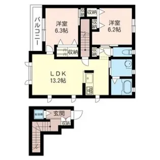 フローラ勝田台【2階】の間取り