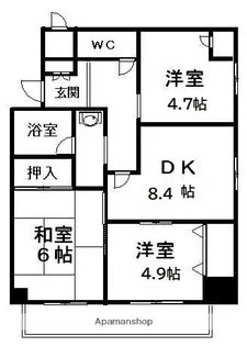 フロリッシュ中央【6階】の間取り