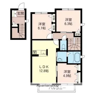 ル グラン シエルG棟【201号室】の間取り