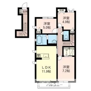 ル グラン シエルE棟【202号室】の間取り
