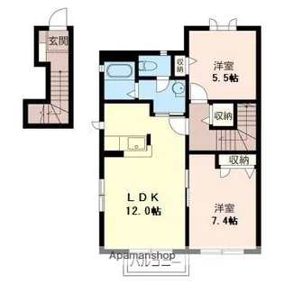 グレンビィー上座【203号室】の間取り
