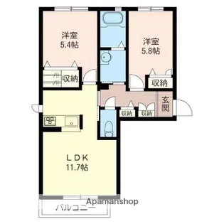 ヴァンフォレストC棟【203号室】の間取り