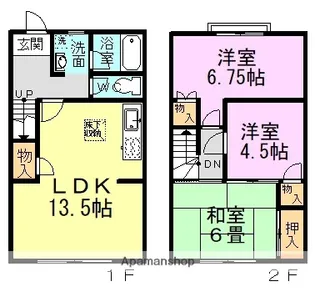 千葉県船橋市習志野台4丁目【テラスハウス】の間取り