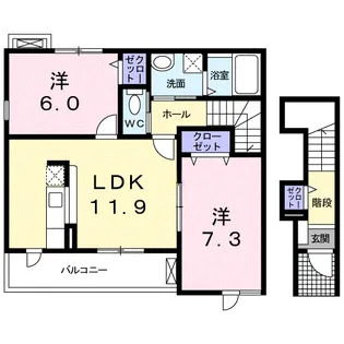 パッシオーネI【2階】の間取り