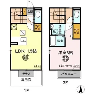 クレストスクエアA・B・C・D・E・F【1階】の間取り
