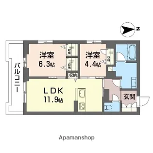 カイレアレジデンス【3階】の間取り