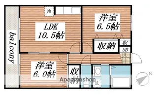 サンライズ万葉A棟【1階】の間取り