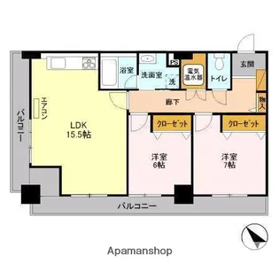 オーシャンビュー壱番館【12階】の間取り