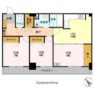 オーシャンビュー壱番館【19階】の間取り