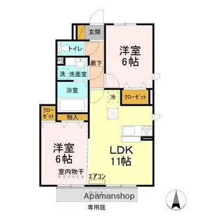 千葉県千葉市緑区おゆみ野中央6丁目【アパート】の間取り