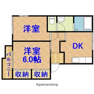 エステイハイツB【202号室】の間取り