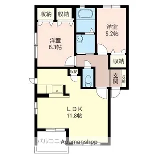 ヴァ・ルワールA【2階】の間取り