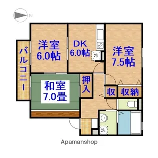ロイヤルコート鷲巣 参番館【201号室】の間取り