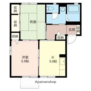 ハピネス八幡【1階】の間取り