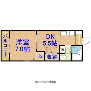 1DKの間取り画像