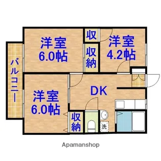 クレール矢代【201号室】の間取り