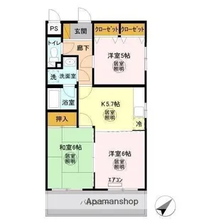 グランデージ長浦【3E号室】の間取り