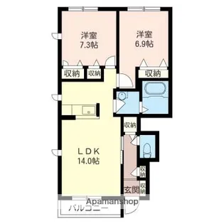 アムール B【1階】の間取り