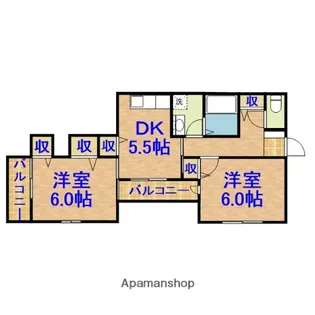 グリーンパークス【201号室】の間取り