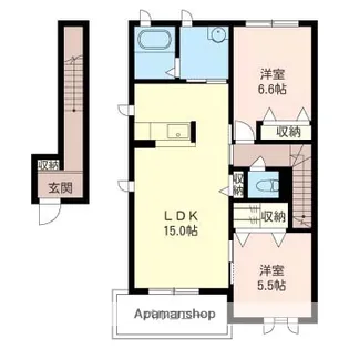 ルシェルクレール D【2階】の間取り