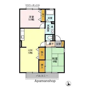 レインボーハイツ Ⅱ番館【1階】の間取り